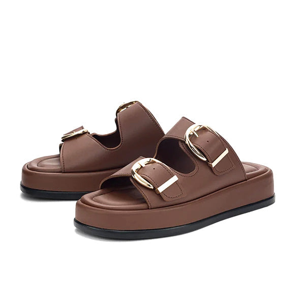 Women’s Gold Buckle Detail Slide Sandals