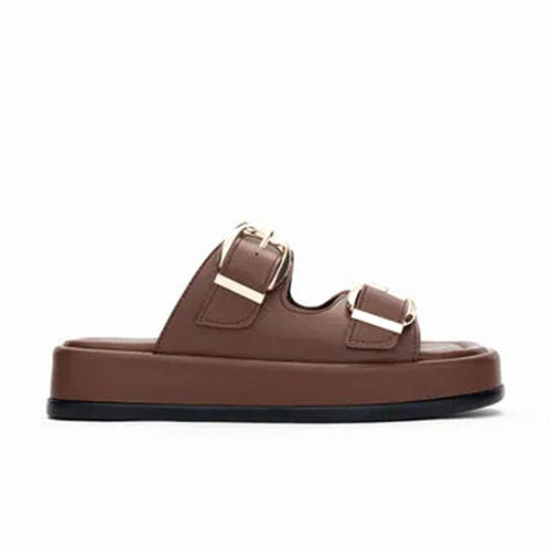 Women’s Gold Buckle Detail Slide Sandals